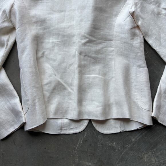 Vintage Faconnable Blazer Men's Sz 6 Beige Linen Canvas Hopsack Premium Designer - Picture 8 of 11